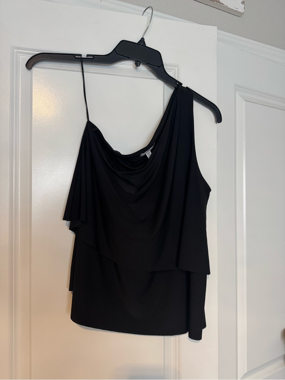 Women's Black One-Shoulder Layered Blouse